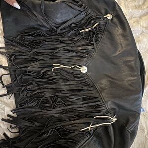 Forever 21 Black Leather Fringe Jacket